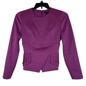 BGL Burgundy Wine 2pc Suit Skirt Set Women’s Large Wool Blend Modern